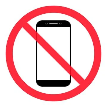 Mobile forbidden icon, no use phone sign, ban smartphone label vector illustr Stock Illustration