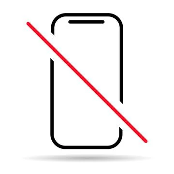 Mobile forbidden shadow icon, no use phone sign, ban smartphone label vector Stock Illustration
