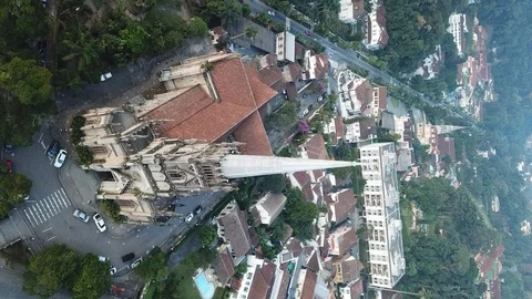 Mobile Format. Aerial View of Cathedral in Petropolis Stock Footage 105833556