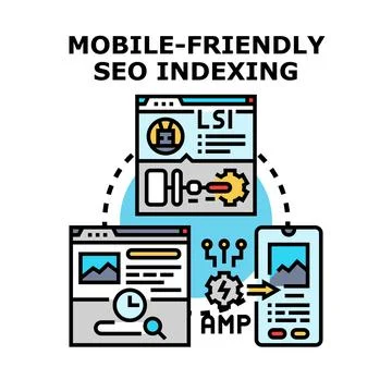 Mobile friendly seo indexing concept vector illustration Stockillustratie