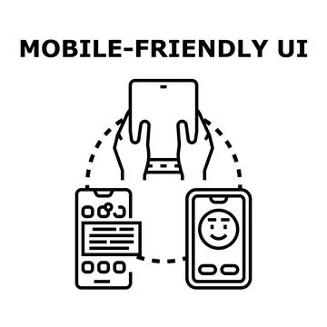 Mobile friendly ui concept adapting responsive design Stock Illustration