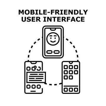 Mobile friendly user interface vector concept 库存插图