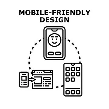 Mobile friendly web design concept development Stock Illustration