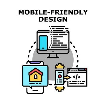Mobile friendly web design developing responsive application Иллюстрация