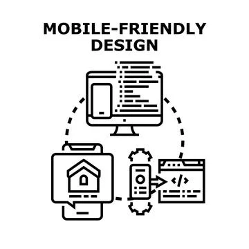 Mobile friendly web design developing responsive application Stock Illustration