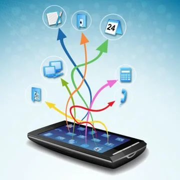 Mobile with functions Illustrazione stock