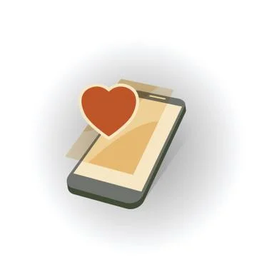 Mobile gadget with heart Stock Illustration