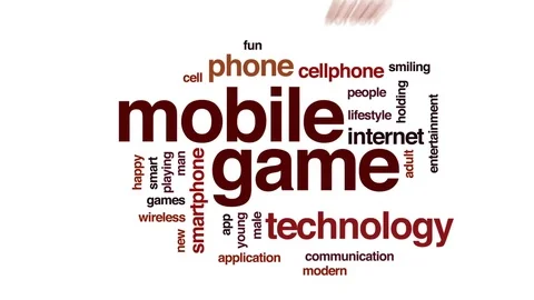 Mobile game animated word cloud, text design animation. Stock Footage 74977495