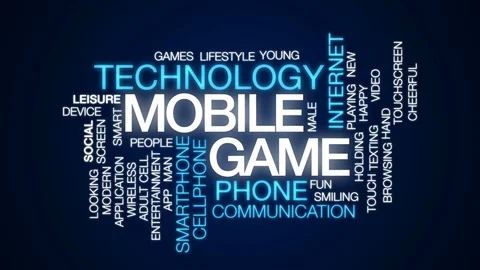 Mobile game animated word cloud, text design animation. Stock Footage 75210224