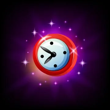 Mobile game clock or timer icon on black background. Vector graphic user Stock Illustration