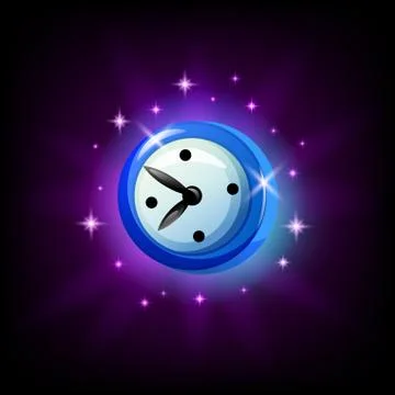 Mobile game clock or timer icon on black background. Vector graphic user Stock Illustration