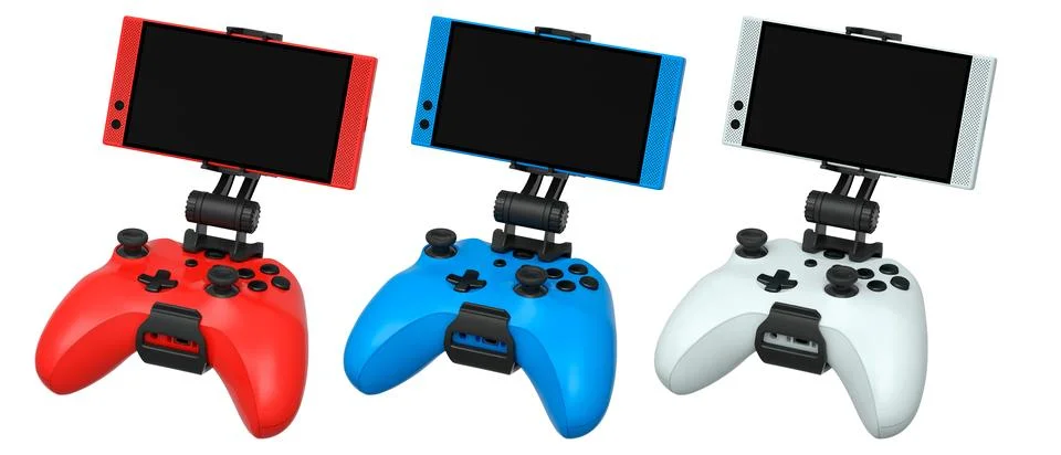 Mobile Game Controllers that come equipped with advanced screens for use Stock Illustration