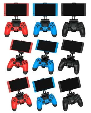 Mobile Game Controllers that come equipped with advanced screens for use Stock Illustration
