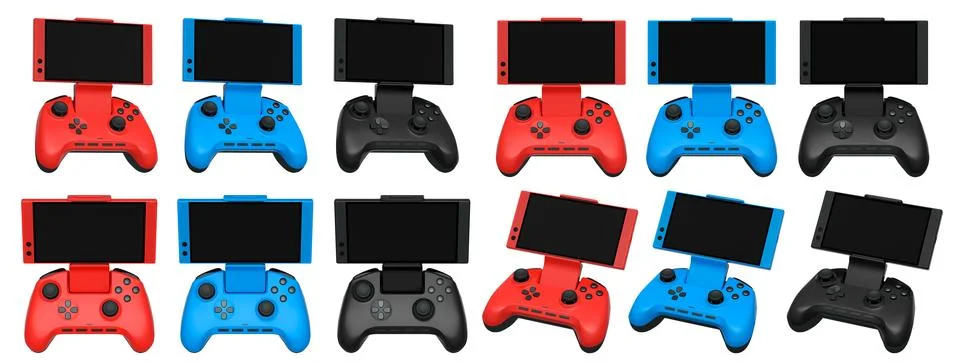 Mobile Game Controllers that come equipped with advanced screens for use 스톡 일러스트