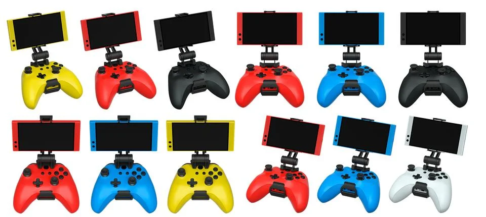 Mobile Game Controllers that come equipped with advanced screens for use 스톡 일러스트