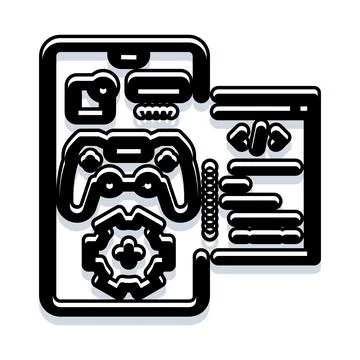 Mobile game development coding programming application creation Stock Illustration