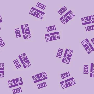 Mobile game development glyph vector seamless pattern Stock Illustration