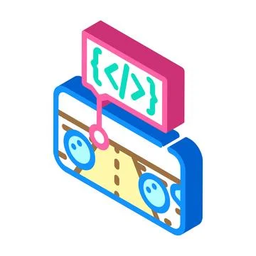 Mobile game development isometric icon vector illustration Stock Illustration