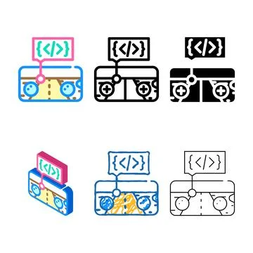Mobile game development multistyle color icon vector Illustrazione stock