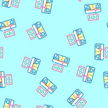 Mobile game development vector seamless pattern Stock Illustration