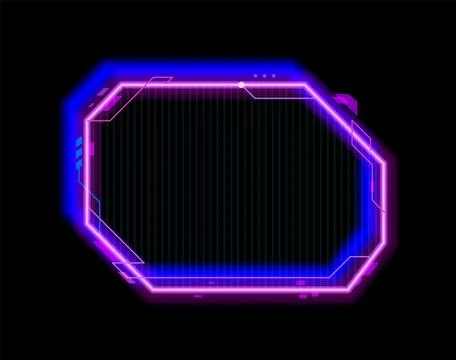 Mobile game electronic neon UI menu frame Stock Illustration