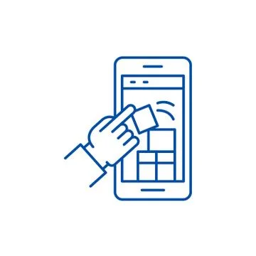 Mobile game line icon concept. Mobile game flat vector symbol, sign, outline Stock Illustration
