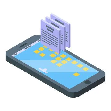 Mobile game test icon isometric vector. Phone software Stock Illustration