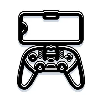 Mobile gaming controller holding a smartphone for playing Stock Illustration