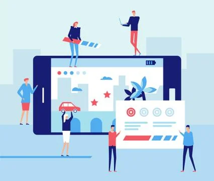 Mobile gaming development - flat design style illustration Illustrazione stock