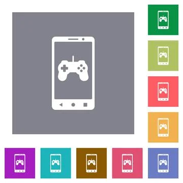 Mobile gaming square flat icons 스톡 일러스트