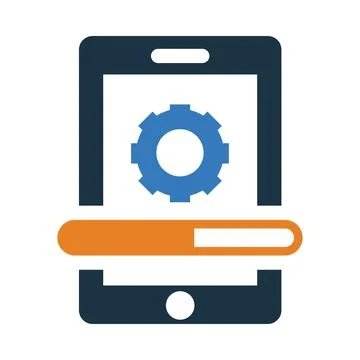 Mobile, gear, setting, update, software, mobile setting update icon Illustrazione stock