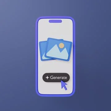 Mobile generative art and text to image, AI image generation app icon Иллюстрация