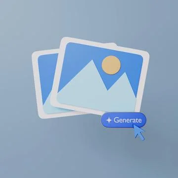 Mobile generative art and text to image, AI image generation app icon concept Иллюстрация