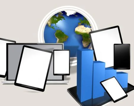 Mobile global technology 3d illustration Stock Illustration