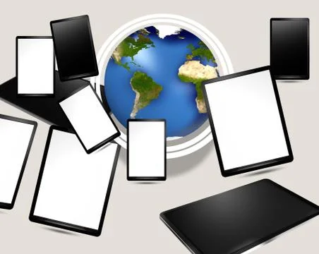 Mobile global technology 3d illustration Stock Illustration