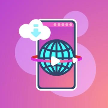 Mobile global world synchronization cloud application interface concept for Stock Illustration