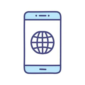 Mobile globe icon. Smartphone with globe icon, representing global connecti.. Stock Illustration