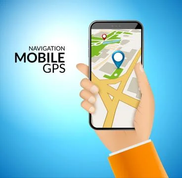 Mobile GPS navigation application. 3d map vector application for city gps route Stock Illustration