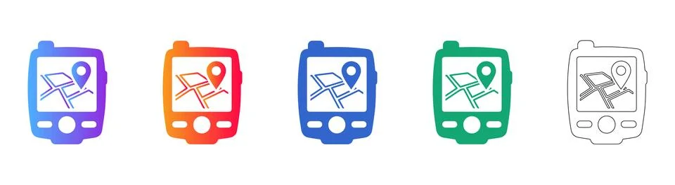 Mobile GPS Navigation Device Icons Stock Illustration