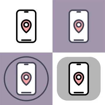 Mobile GPS Navigation- Location Tracking App Icon Set Stockillustratie