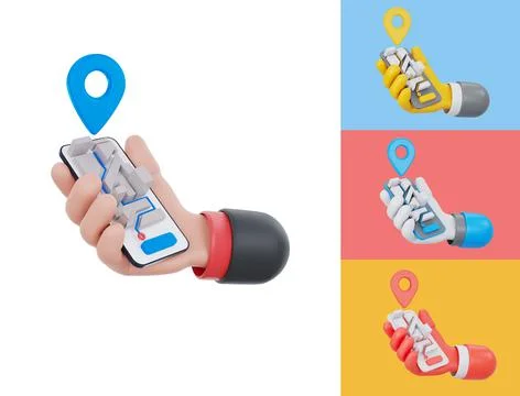 Mobile GPS navigation in smartphone app. Find your way. phone in hand isolated Stock Illustration