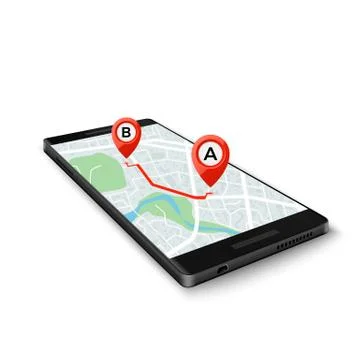 Mobile GPS system concept. Mobile GPS app interface. Map on phone screen with Illustrazione stock