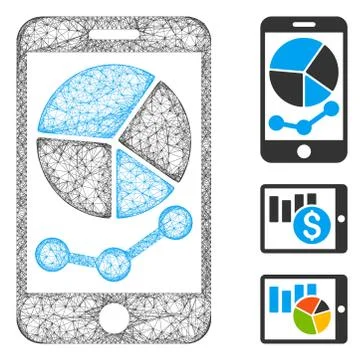 Mobile Graphs Polygonal Web Vector Mesh Illustration 스톡 일러스트