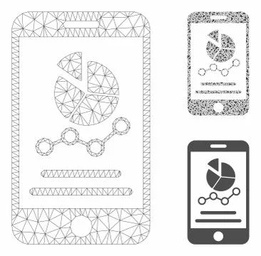 Mobile Graphs Vector Mesh Network Model and Triangle Mosaic Icon 스톡 일러스트