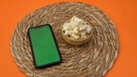 Mobile green screen phone popcorn Stock Footage 260162352