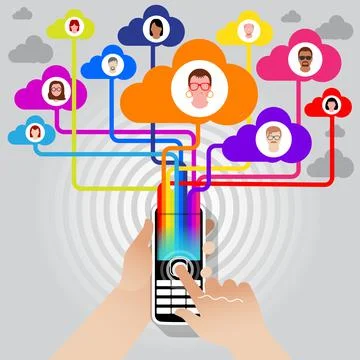 Mobile Handset - Social Networking Stockillustratie