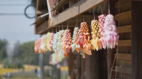 Mobile hanging beautifully at the eaves Stock Footage 101294410