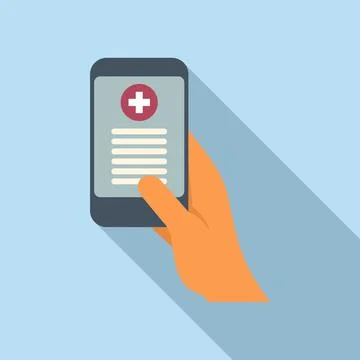 Mobile health icon flat vector. Patient card Stock Illustration