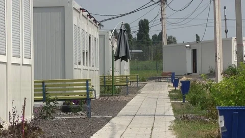 Mobile Home Container. Modular House Camp For Commercial, Military And Humanitar Stock Footage 70891591