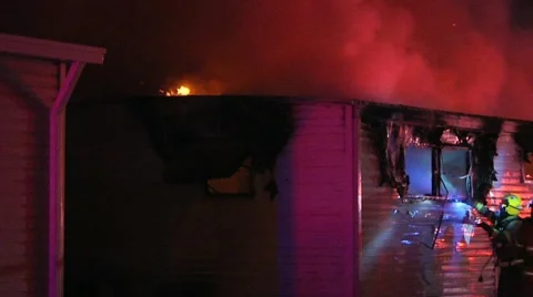 Mobile home fire #18 Stock Footage 931586